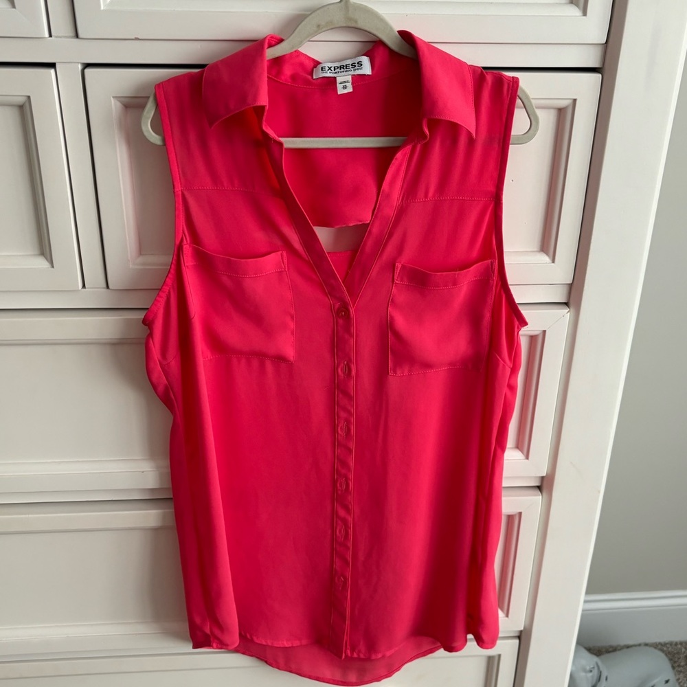 Express blouse, coral color, only worn a few times, open design on back